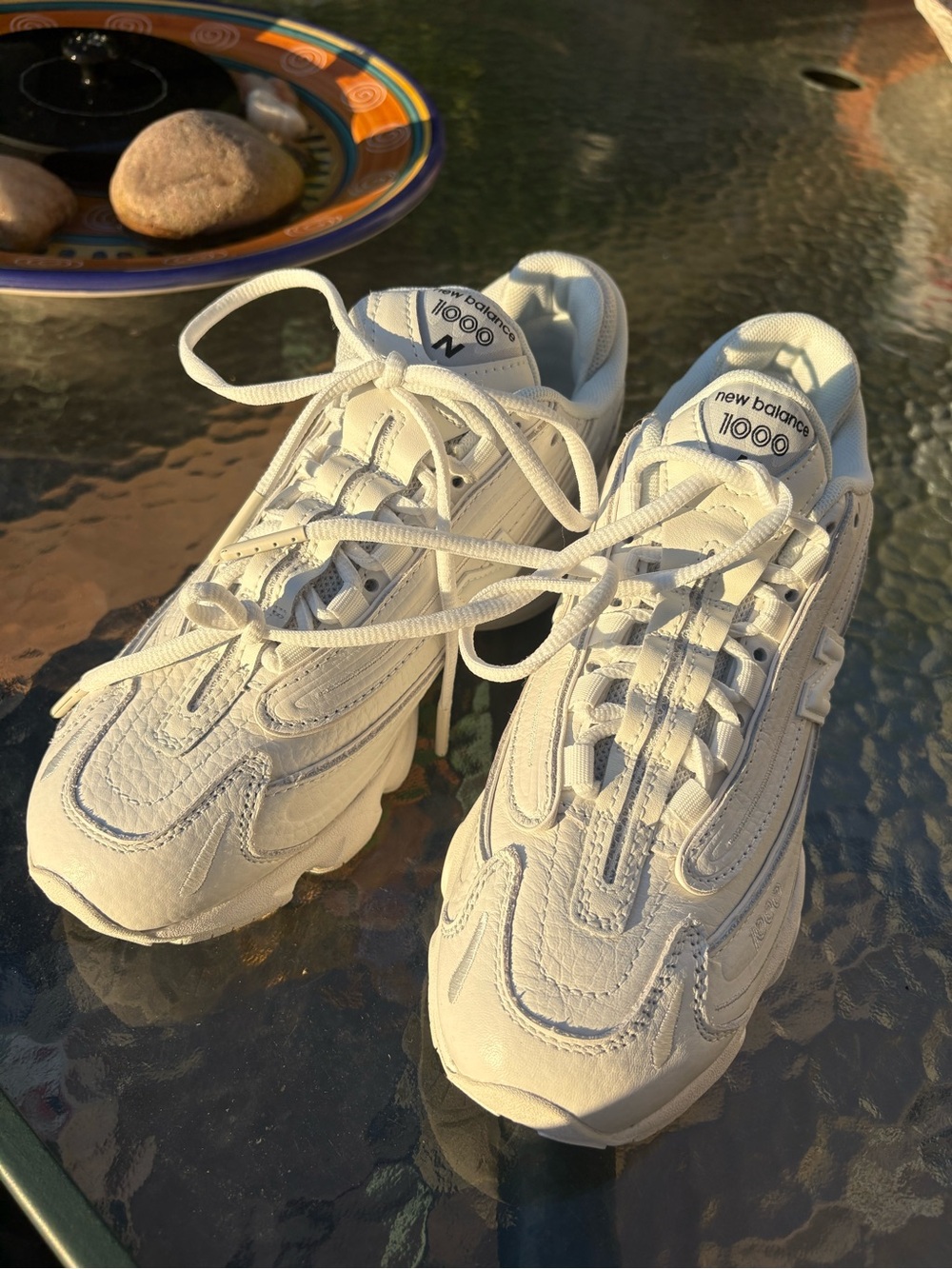 New Balance White Leather Mesh Dad Sneaker - Picture 2 of 7
